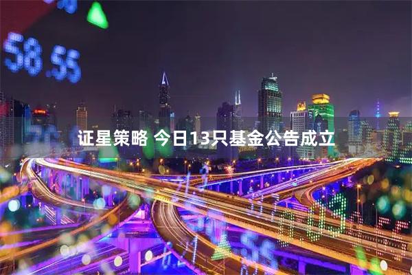 证星策略 今日13只基金公告成立