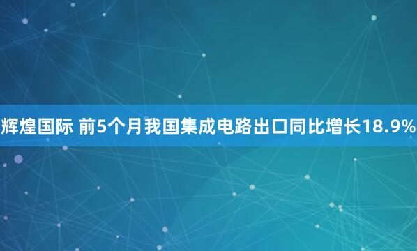 辉煌国际 前5个月我国集成电路出口同比增长18.9%