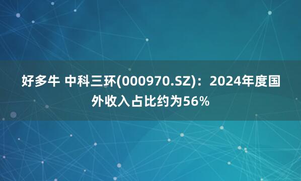好多牛 中科三环(000970.SZ)：2024年度国外收入占比约为56%